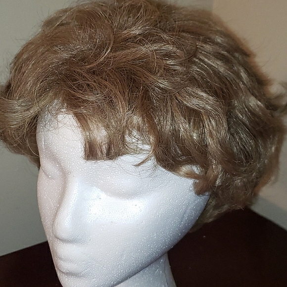 Blonde Brownish Short Light Waves Hair Style Average Size 21"-23" Lace Cap Wig